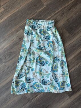 Lightweight Paisley Maxi Skirt - Blue & Teal